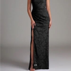 Azazie Eren Black Floral Burnout Dress
